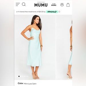 Show Me Your MuMu Silk Dress - Mint Luxe Satin Color